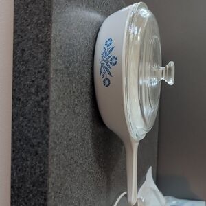Corningware White and Blue Floral Saucepan with Glass Lid